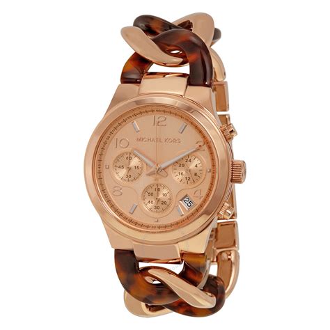 michael kors runway tortoise twist chain link ladies watch|Michael Kors Women's Runway Gold.